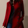 Ines Funk Red Wool Mid Length Trench Coat