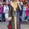 Katy Perry Good Morning America Studios Shearling Leather Coat On Sale