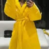 Kim Kardashian Yellow Belted Coat