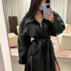 Kylie Jenner Leather Trench Coat