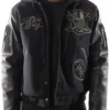 Las Vegas Raiders Antonio Pierce Black Wool Varsity Jacket