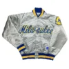 Milwaukee Brewers Grey Satin Varsity Jacket