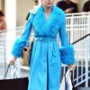 Selling Sunset Christine Quinn Blue Shearling Trench Coat