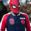 Spiderman Navy and Red Letterman Bomber Jacket