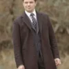The Gold Dominic Cooper Black Wool Trench Coat