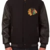 Buy Chicago Blackhawks Brown Full-Snap Tab Varsity Jacket