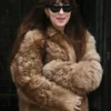 Buy Dakota Johnson Faux Fur Brown Long Coat