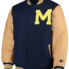 Gram Michigan Wolverines Navy Varsity Jacket
