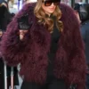 Jennifer Lopez Maroon Fur Jacket