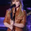 Kelly Clarkson Brown Leather Jacket