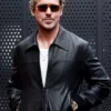 MFW 2023 Ryan Gosling Black Leather Jacket