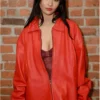 Masters of the Air 2024 Malina Weissman Red Leather Jacket