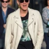 Street Style Jim Carrey White Leather Jacket