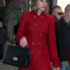 Taylor Swift Double Breasted Red Wool Coat