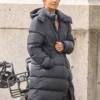 The Union 2024 Halle Berry Black Puffer Trench Coat