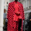 Usher Oversized Red Polka Dot Coat
