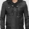 Jacey Hooded Leather Jacket