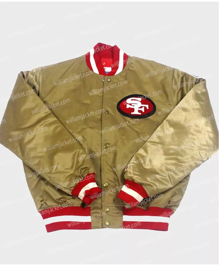 San Francisco 49ers Gold Varsity Bomber Jacket - William Jacket