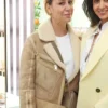 Buy Sofia Barattieri-Weinstein London Street Style 2024 Shearling Brown Suede Leather Jacket For Sale Men And Women