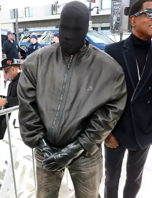 Kanye West Black Leather Jacket For Sale - William Jacket