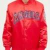 LA Angels Wordmark Red Satin Jacket