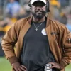 NFL Mike Tomlin Pittsburgh Steelers Brown Bomber Jacket