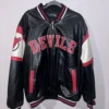 Vinatge New Jersey Devils Black Leather Jacket on Sale