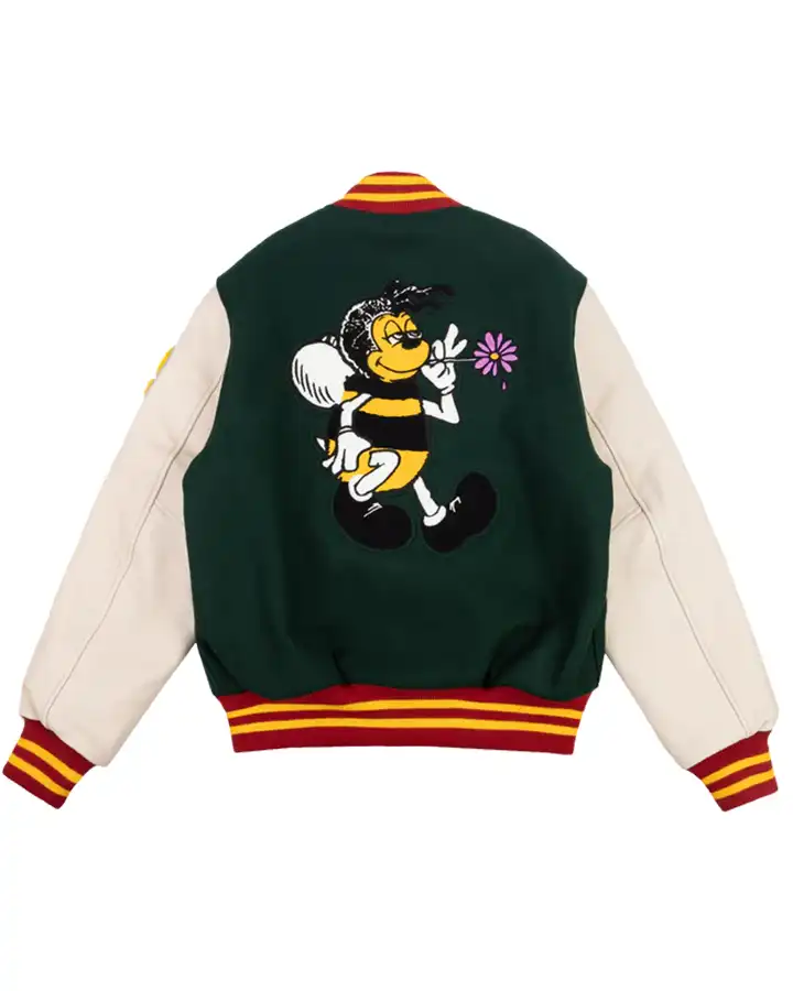[JEMUT]★LINE PIPING VARSITY JACKET Bee Line Green Varsity Jacket - William Jacket