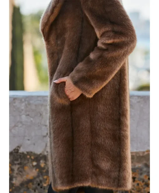 Lyra Mink Fur Brown Coat - Image 2