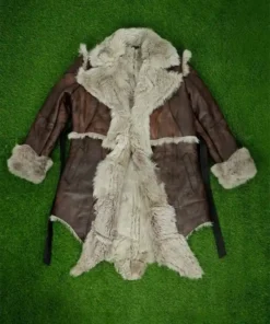 Vikings Valhalla Sam Corlett Grey Leather Fur Trench Coat