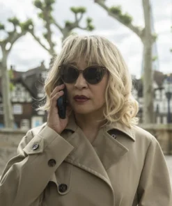 Villanelle Killing Eve Jodie Marie Comer Trench Coat closeup