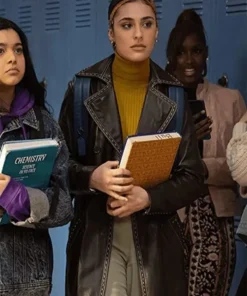 Yasmeen Fletcher Ms. Marvel Black Leather Coat front